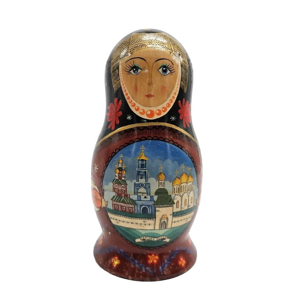 HAND PAINTED Russian Nesting Dolls Three layers *DOG CHEWED